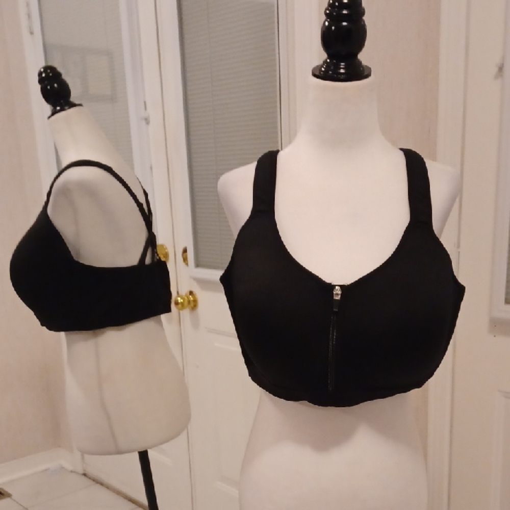 4/$80 Black Zipper Front Sports Bra - Size 42DD